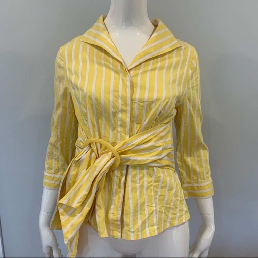 Carlisle Striped Blouse with Built-in Belt